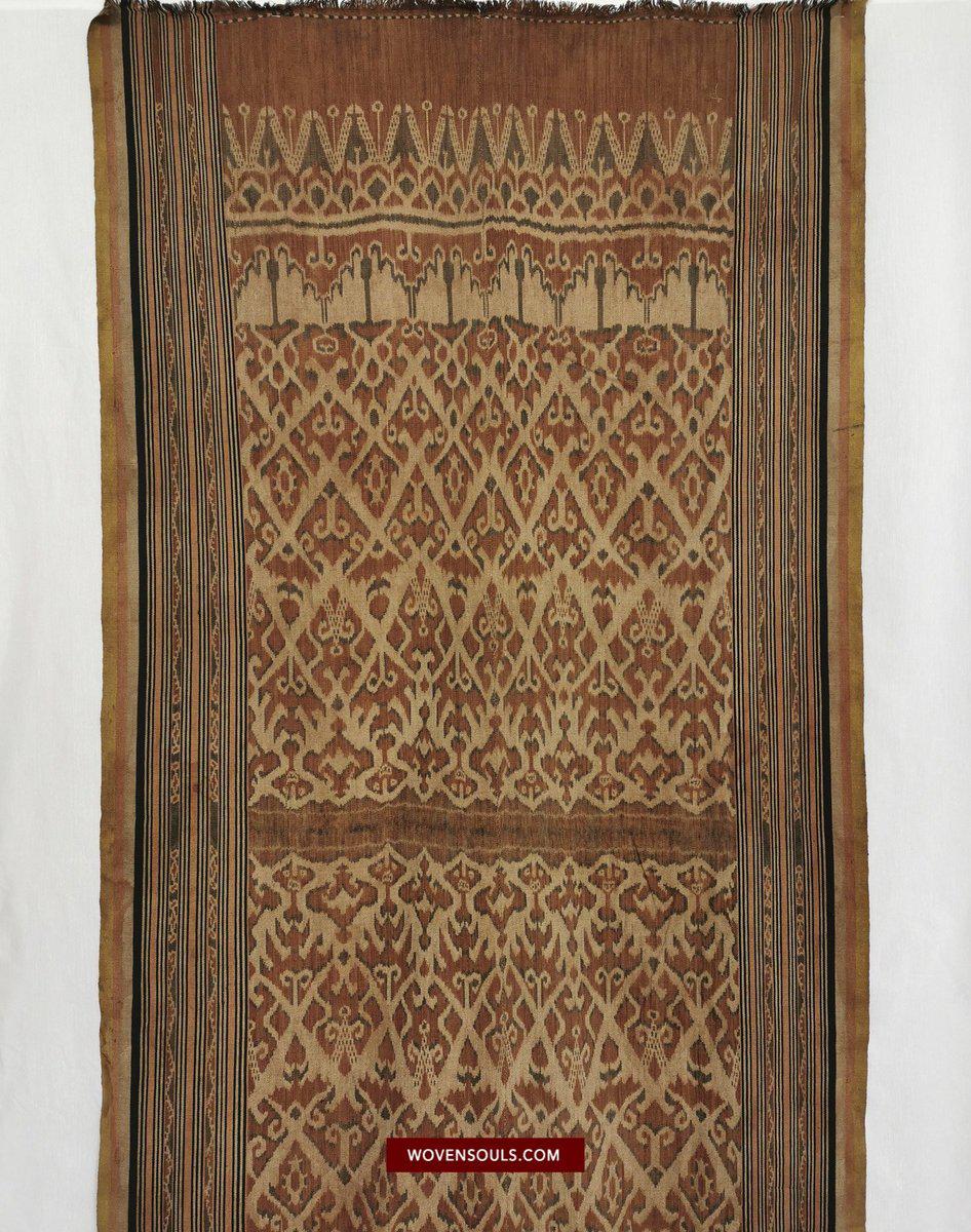 1450 SOLD Antique Iban Ikat Pua Kumbu Woven Textile with Human Figures - Saribas, Sarawak-WOVENSOULS-Antique-Vintage-Textiles-Art-Decor