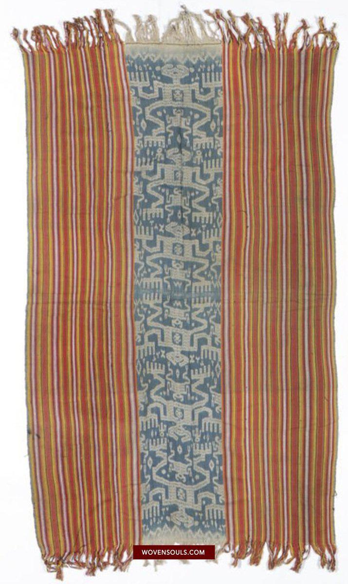 1454 Old Figurative Ikat Timor w Anthropomorphic figures-WOVENSOULS-Antique-Vintage-Textiles-Art-Decor