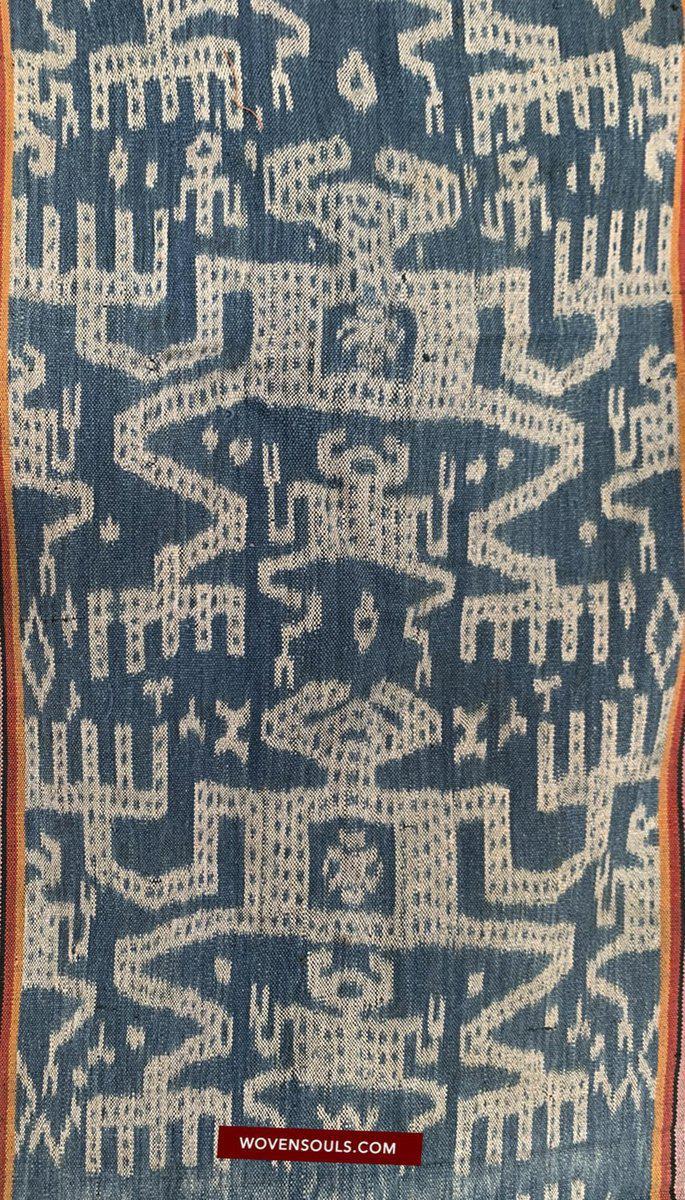 1454 Old Figurative Ikat Timor w Anthropomorphic figures-WOVENSOULS-Antique-Vintage-Textiles-Art-Decor