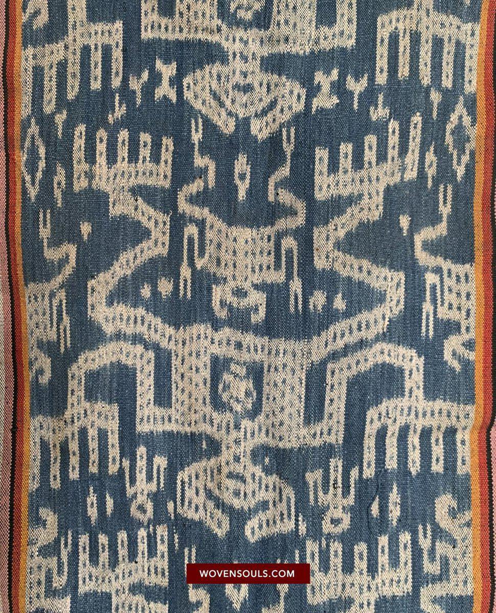 1454 Old Figurative Ikat Timor w Anthropomorphic figures-WOVENSOULS-Antique-Vintage-Textiles-Art-Decor