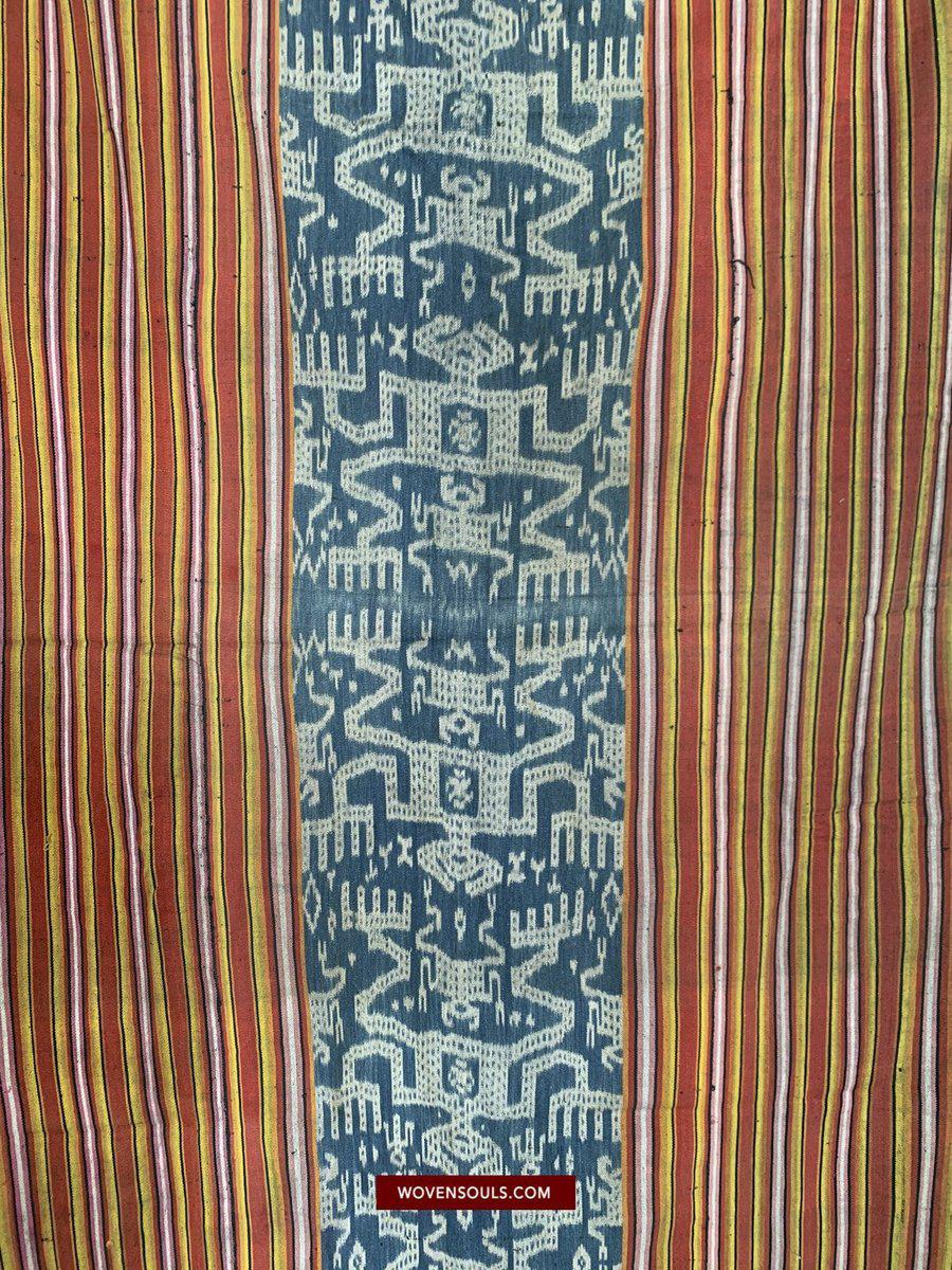 1454 Old Figurative Ikat Timor w Anthropomorphic figures-WOVENSOULS-Antique-Vintage-Textiles-Art-Decor