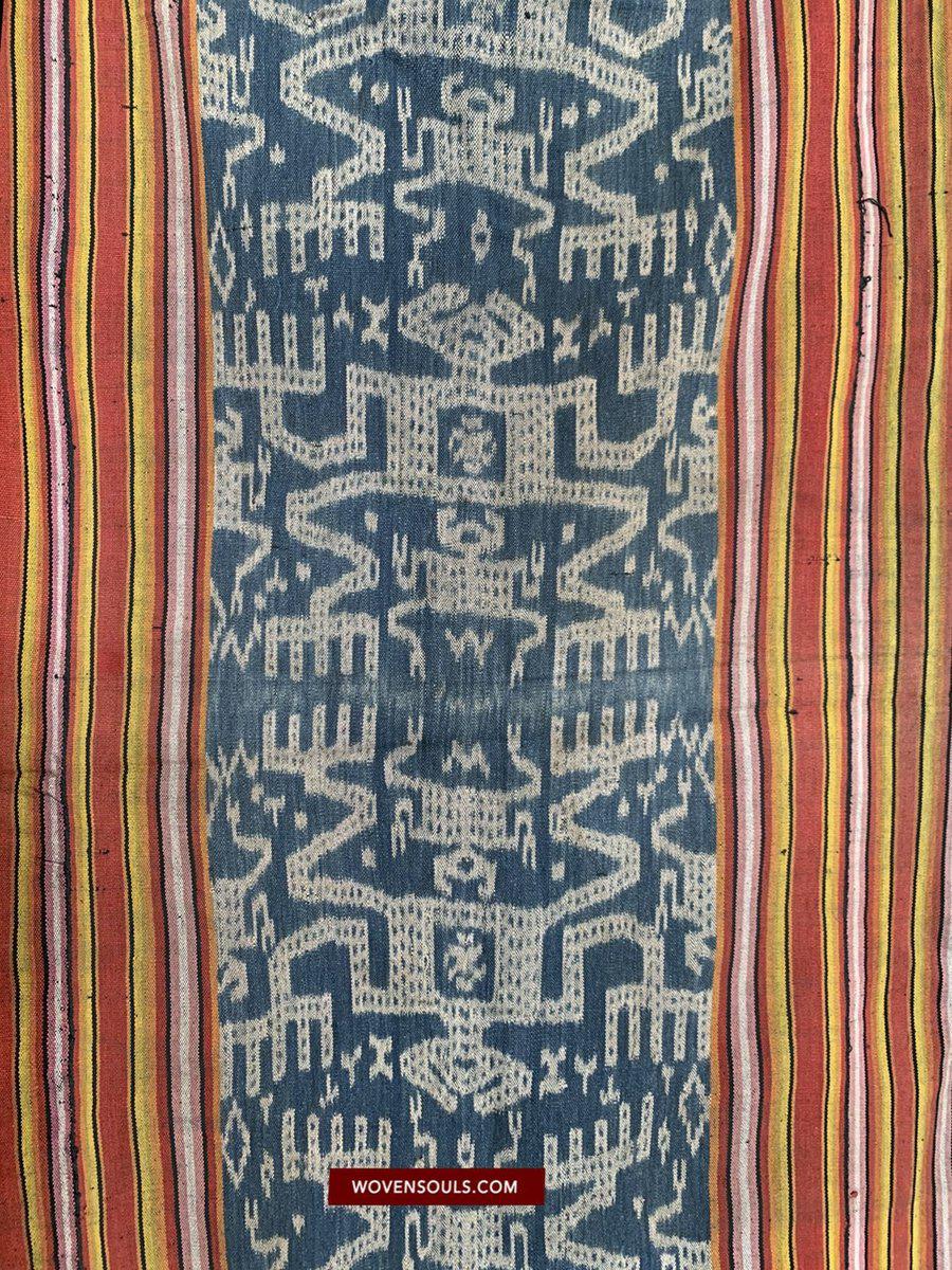 1454 Old Figurative Ikat Timor w Anthropomorphic figures-WOVENSOULS-Antique-Vintage-Textiles-Art-Decor