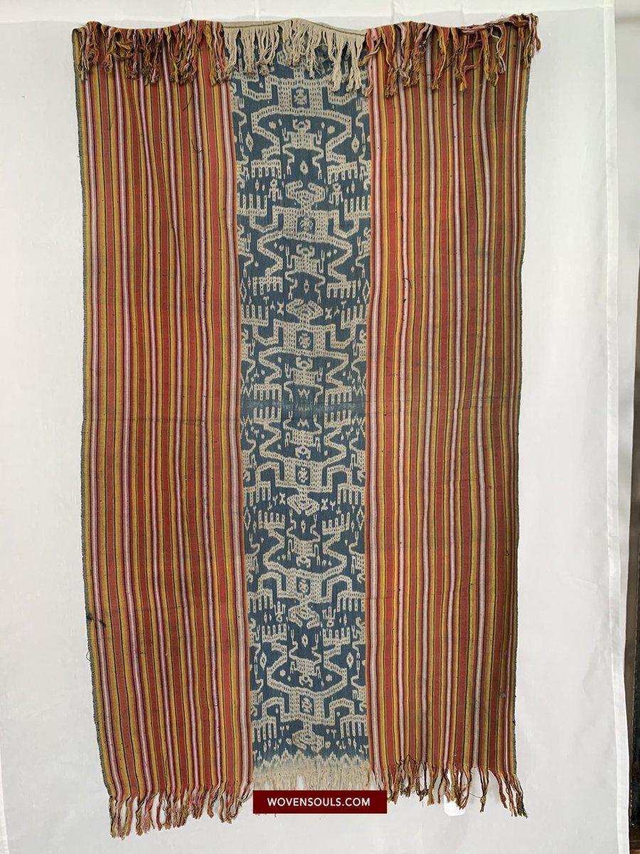 1454 Old Figurative Ikat Timor w Anthropomorphic figures-WOVENSOULS-Antique-Vintage-Textiles-Art-Decor