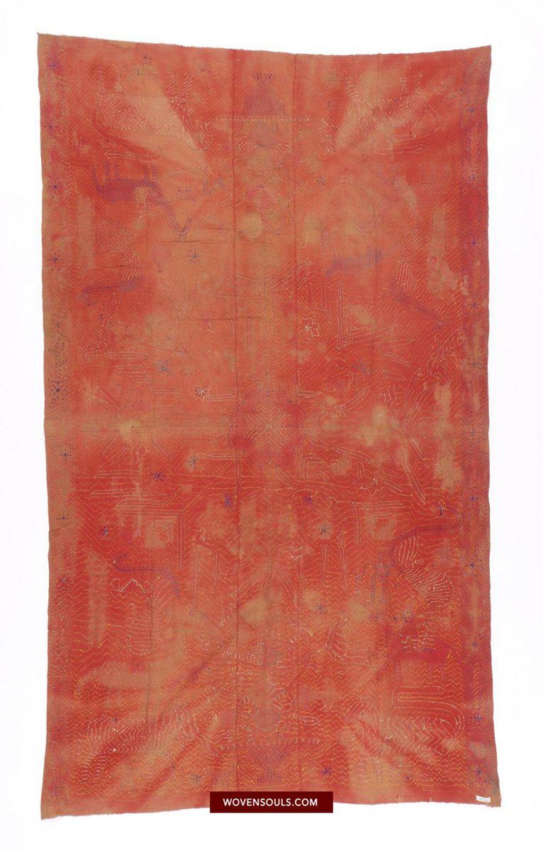 1455 SOLD - Rare Antique Sainchi Bagh Phulkari Indian Textile Art Punjab-WOVENSOULS-Antique-Vintage-Textiles-Art-Decor