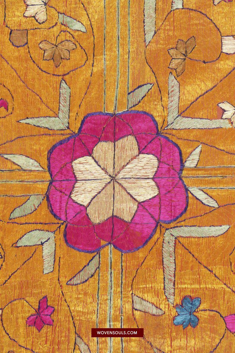 1455 SOLD - Rare Antique Sainchi Bagh Phulkari Indian Textile Art Punjab-WOVENSOULS-Antique-Vintage-Textiles-Art-Decor