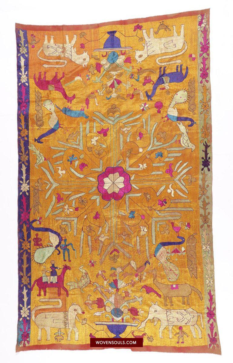 1455 SOLD - Rare Antique Sainchi Bagh Phulkari Indian Textile Art