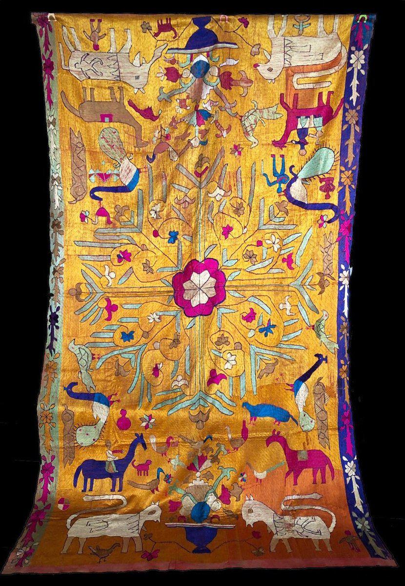 1455 SOLD - Rare Antique Sainchi Bagh Phulkari Indian Textile Art Punjab-WOVENSOULS-Antique-Vintage-Textiles-Art-Decor