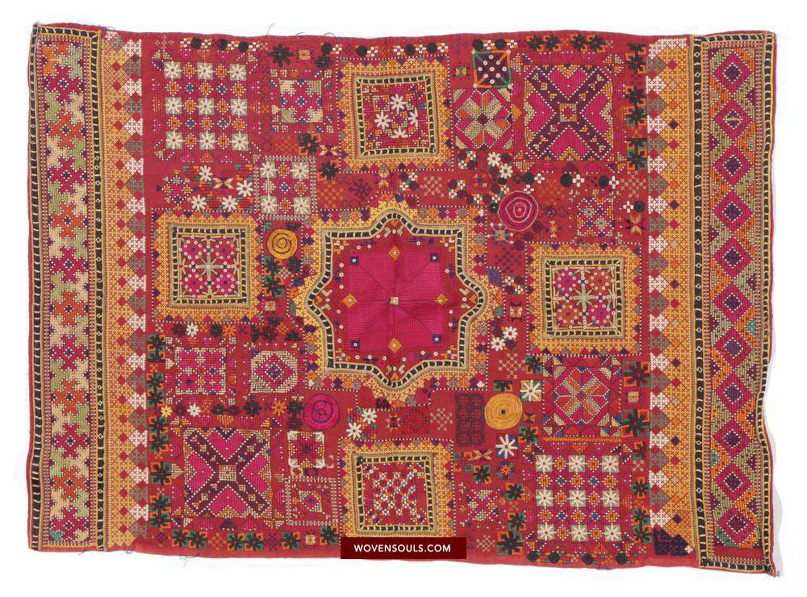 1456 SOLD Rare Museum Quality Sindh Pillow Case - 1940-1950s-WOVENSOULS-Antique-Vintage-Textiles-Art-Decor