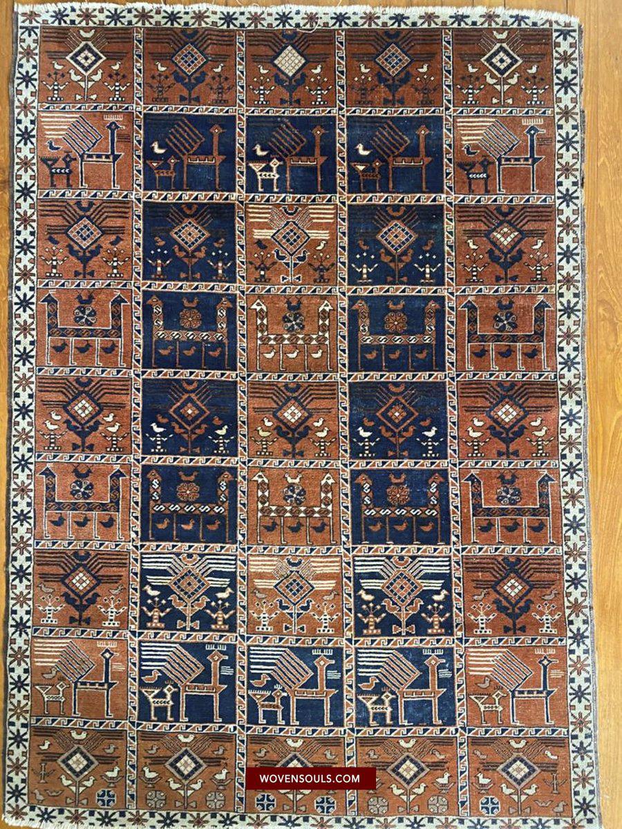 1459 Antique Peacock Animal Baku Azeri Pile Rug (Verneh Style)-WOVENSOULS-Antique-Vintage-Textiles-Art-Decor