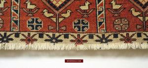 1459 Antique Peacock Animal Baku Azeri Pile Rug (Verneh Style)-WOVENSOULS-Antique-Vintage-Textiles-Art-Decor
