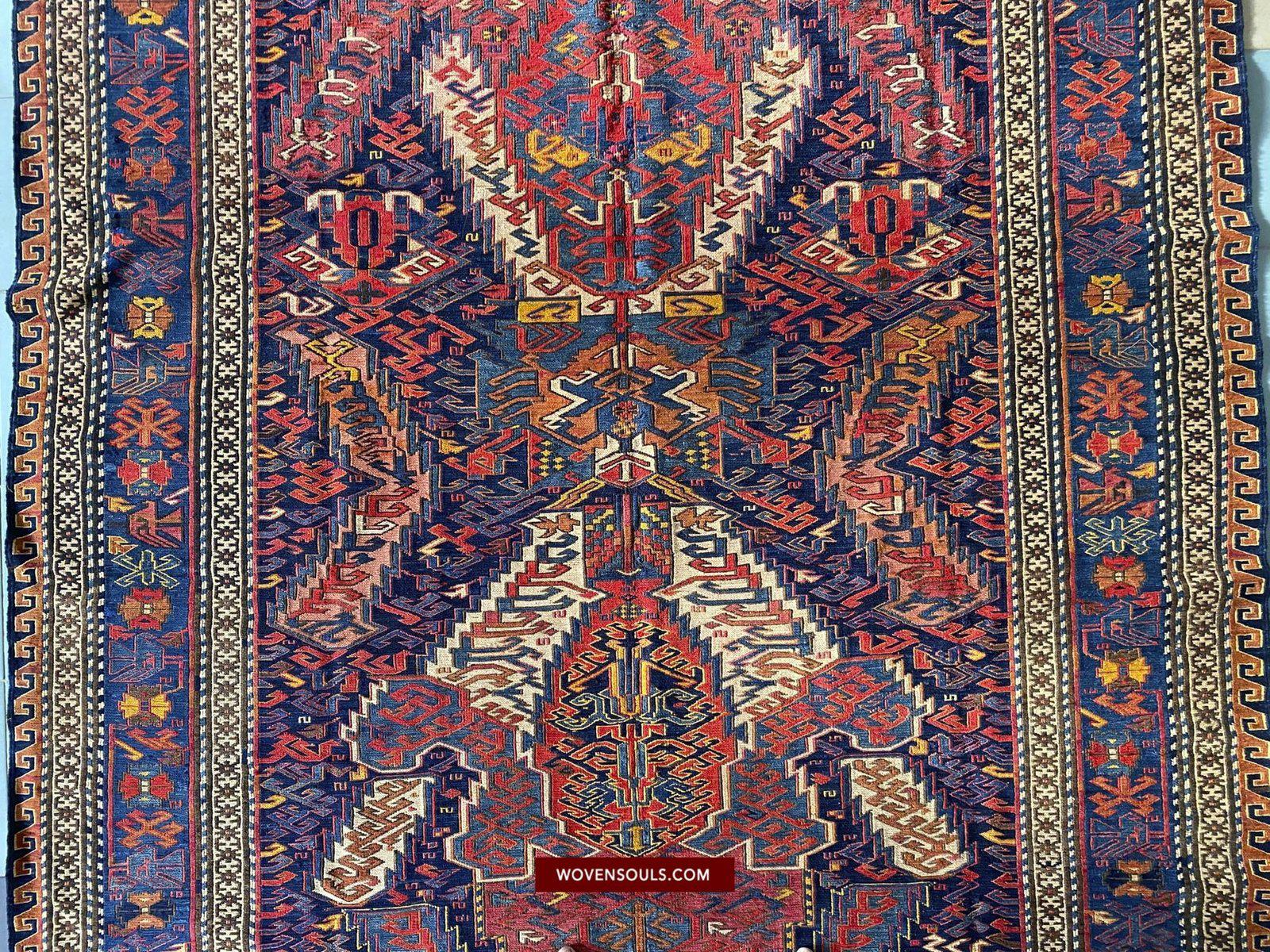 1460 Masterpiece Dragon Sumac Soumac Rug Carpet-WOVENSOULS-Antique-Vintage-Textiles-Art-Decor