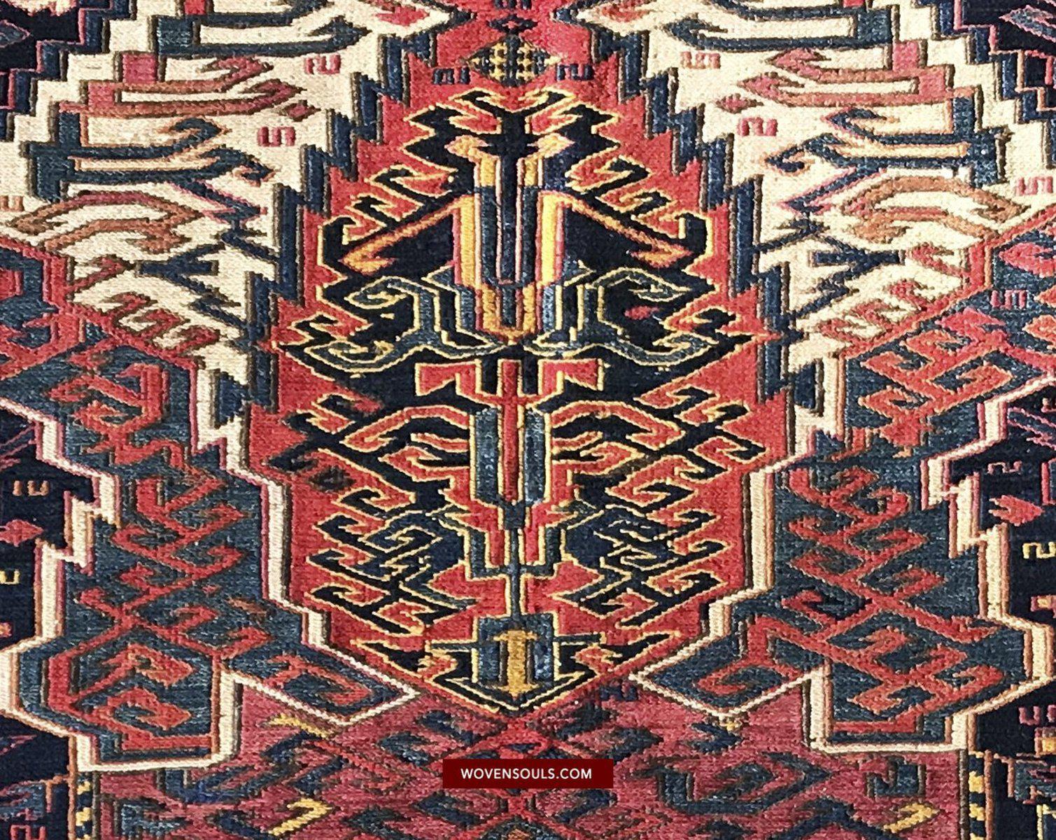 1460 Masterpiece Dragon Sumac Soumac Rug Carpet-WOVENSOULS-Antique-Vintage-Textiles-Art-Decor