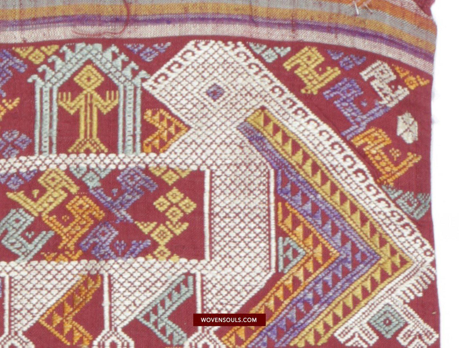 1463 Antique Laos Silk Weaving Textile Art-WOVENSOULS-Antique-Vintage-Textiles-Art-Decor