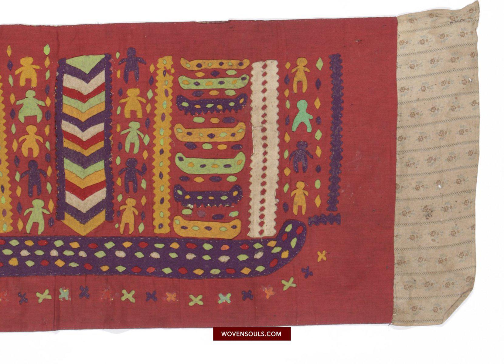 1465 Rare Antique Applique Sumatra Weaving Tampan Shipcloth Textile-WOVENSOULS-Antique-Vintage-Textiles-Art-Decor