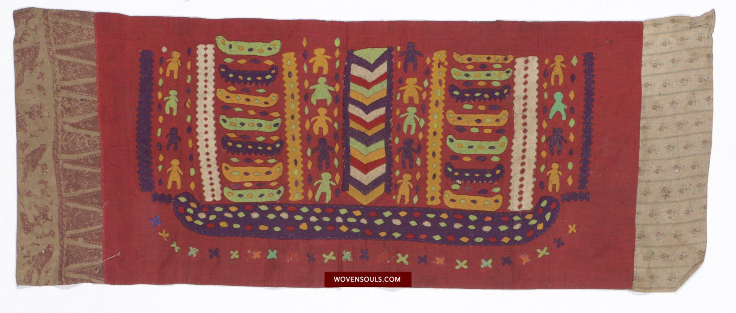 1465 Rare Antique Applique Sumatra Weaving Tampan Shipcloth Textile-WOVENSOULS-Antique-Vintage-Textiles-Art-Decor