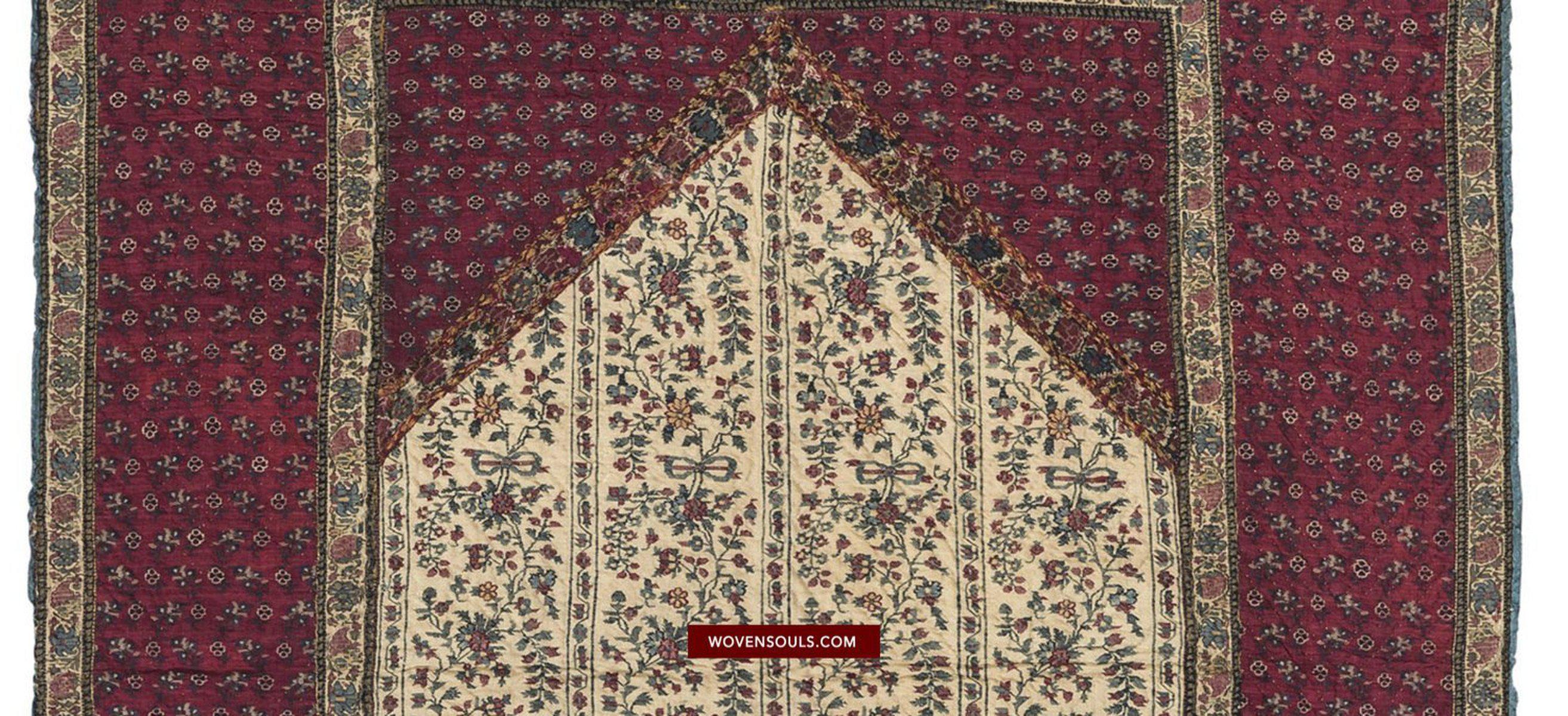 1469 Antique Kashmir Prayer Mat Pashmina-WOVENSOULS-Antique-Vintage-Textiles-Art-Decor