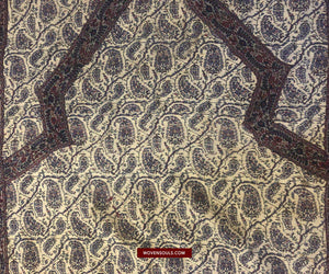 1470 Antique Kashmir Pashmina Prayer Niche Composite Rug Mat-WOVENSOULS-Antique-Vintage-Textiles-Art-Decor