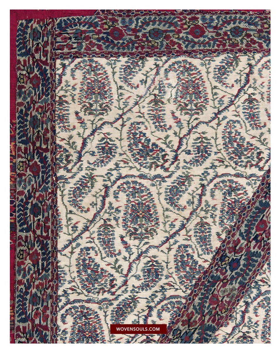 1470 Antique Kashmir Pashmina Prayer Niche Composite Rug Mat-WOVENSOULS-Antique-Vintage-Textiles-Art-Decor