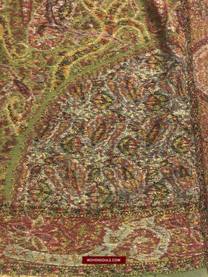 1472 Antique Kashmir Pashmina Moon Shawl-WOVENSOULS-Antique-Vintage-Textiles-Art-Decor