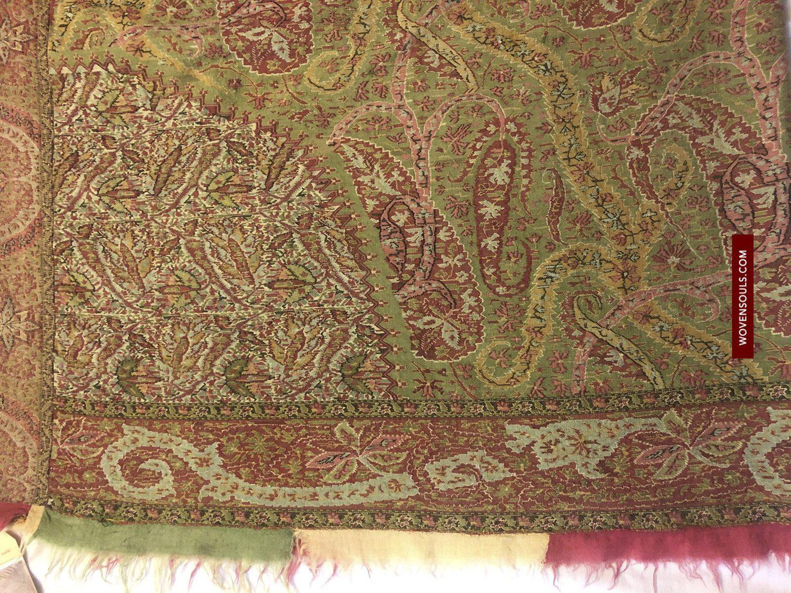 1472 Antique Kashmir Pashmina Moon Shawl-WOVENSOULS-Antique-Vintage-Textiles-Art-Decor