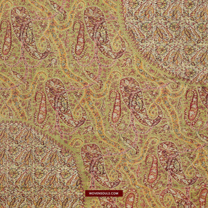 1472 Antique Kashmir Pashmina Moon Shawl-WOVENSOULS-Antique-Vintage-Textiles-Art-Decor