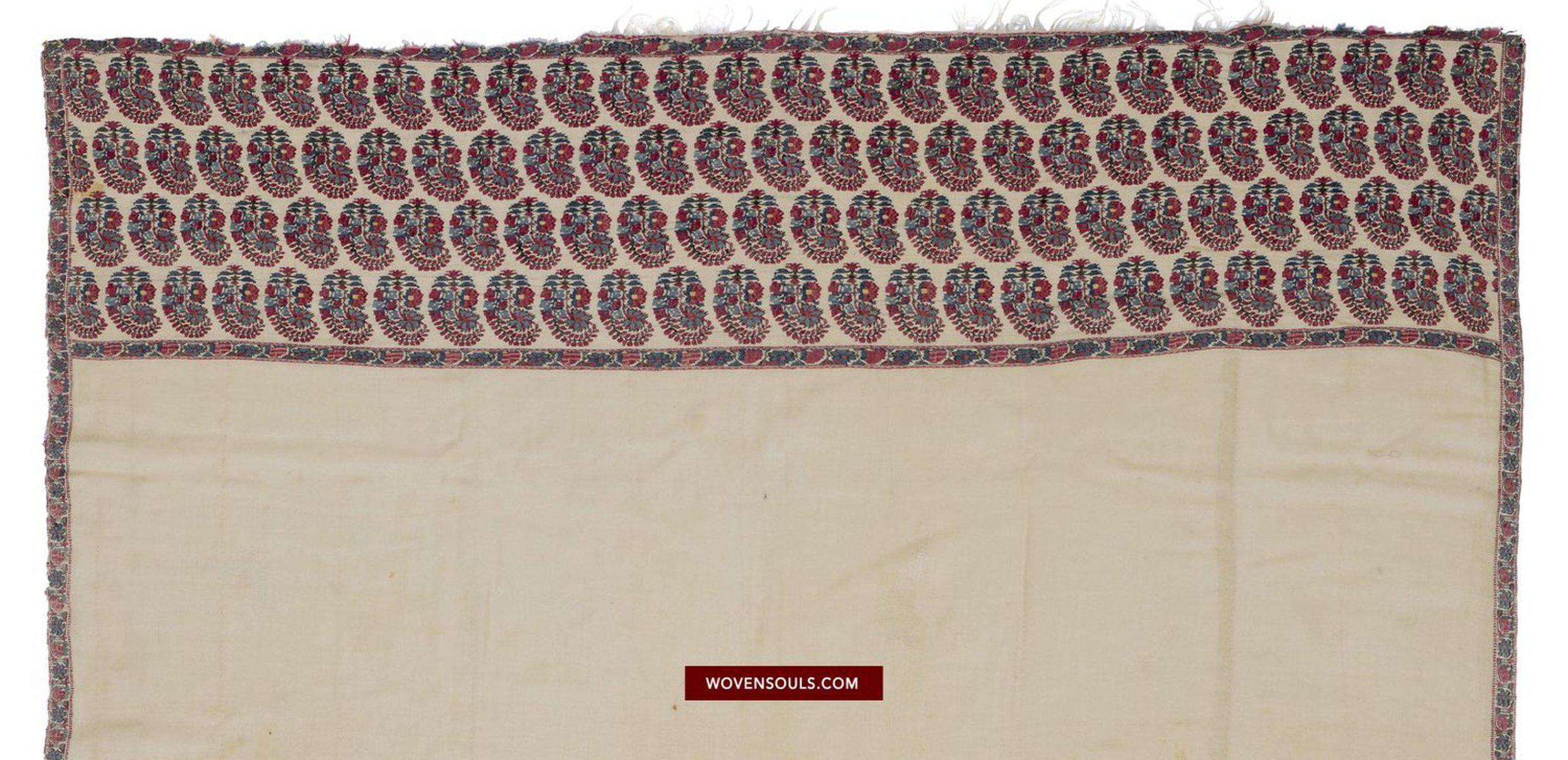 1474 Antique Kashmir Pashmina Dochalla Long Shawl-WOVENSOULS-Antique-Vintage-Textiles-Art-Decor