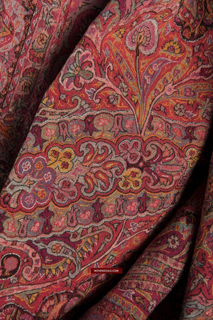 1475 Antique Kashmir Pashmina Dorukha Square Shawl - Not for Sale-WOVENSOULS-Antique-Vintage-Textiles-Art-Decor
