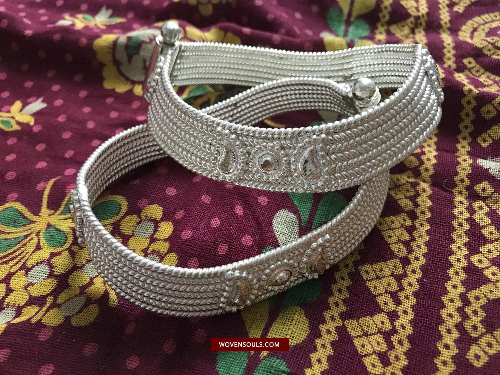 1477 Paya Rigid Silver Anklet - Tribal Ornament Jewelry-WOVENSOULS-Antique-Vintage-Textiles-Art-Decor