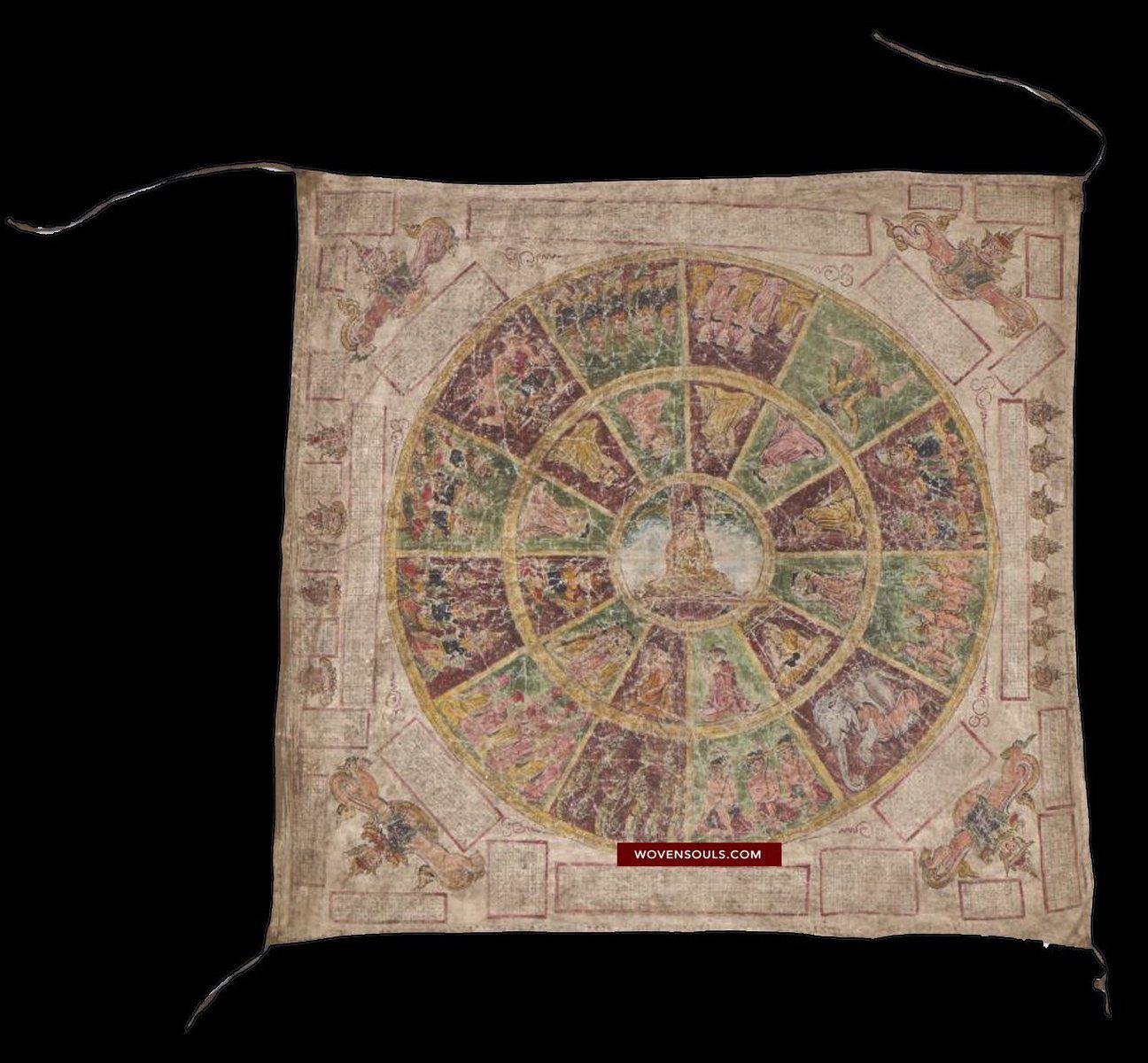 1478 Antique Burmese Healing Mandala Cloth Manuscript-WOVENSOULS-Antique-Vintage-Textiles-Art-Decor