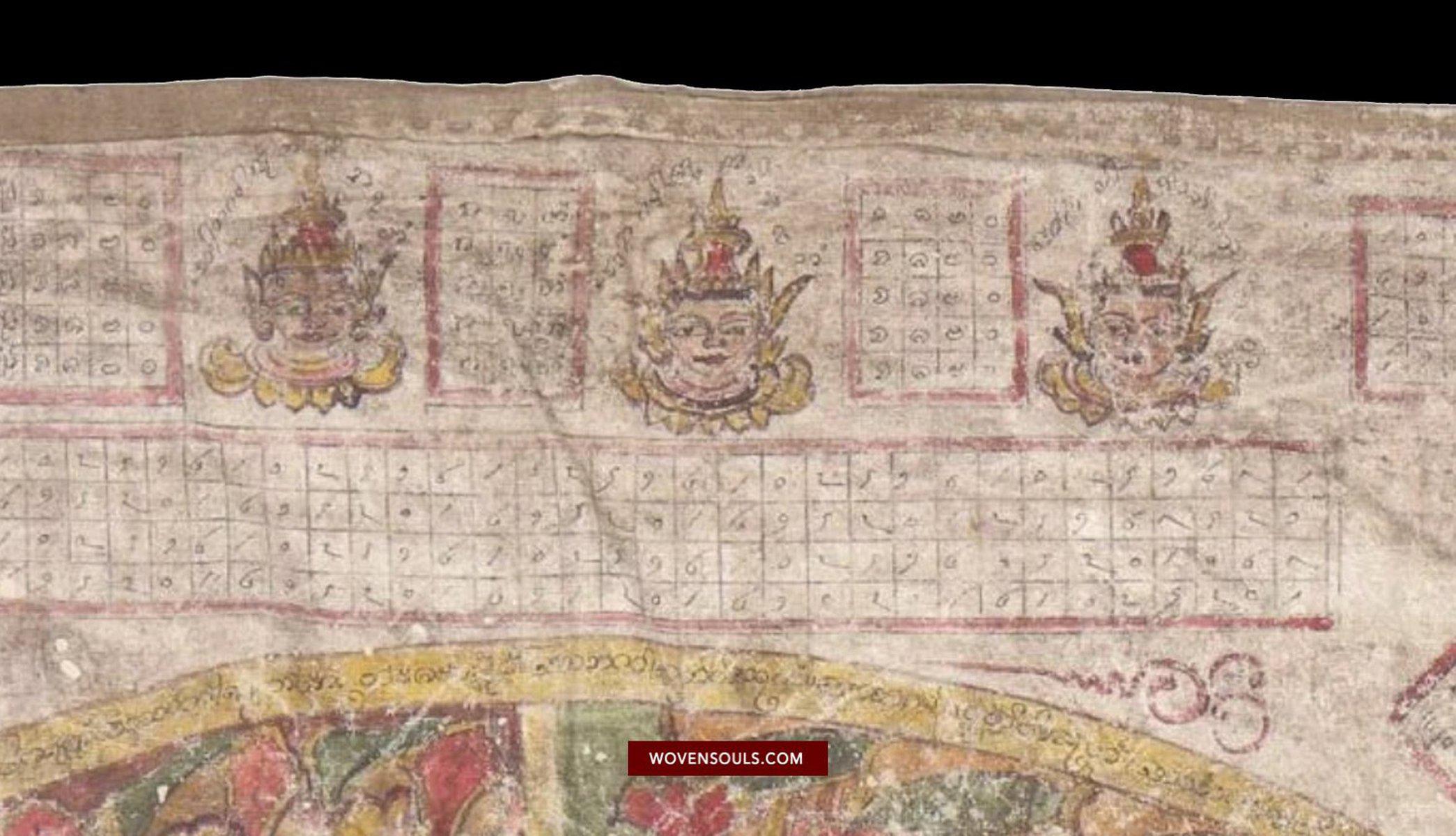 1478 Antique Burmese Healing Mandala Cloth Manuscript-WOVENSOULS-Antique-Vintage-Textiles-Art-Decor