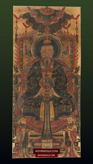 1480 Antique Ceremonial Painting Scroll-WOVENSOULS-Antique-Vintage-Textiles-Art-Decor