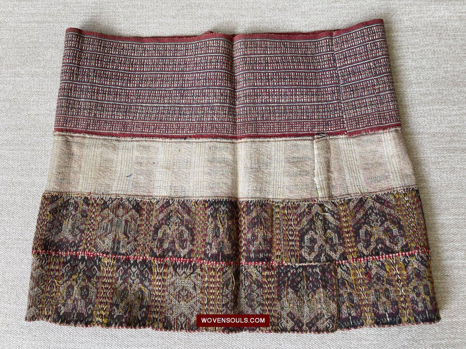 1486 Museum Quality Old Chinese Hainan Run Li Ethnic Minority Woven Skirt-WOVENSOULS-Antique-Vintage-Textiles-Art-Decor