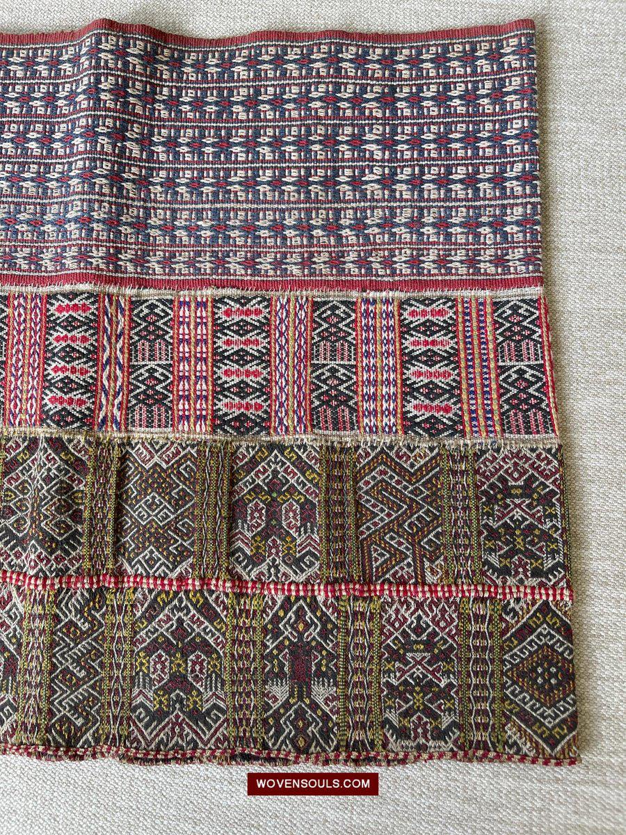 1486 Museum Quality Old Chinese Hainan Run Li Ethnic Minority Woven Skirt-WOVENSOULS-Antique-Vintage-Textiles-Art-Decor