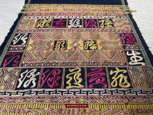 1489 Old Chinese Hainan Meifu Li Ethnic Minority Head wrap turban w Inscription-WOVENSOULS-Antique-Vintage-Textiles-Art-Decor