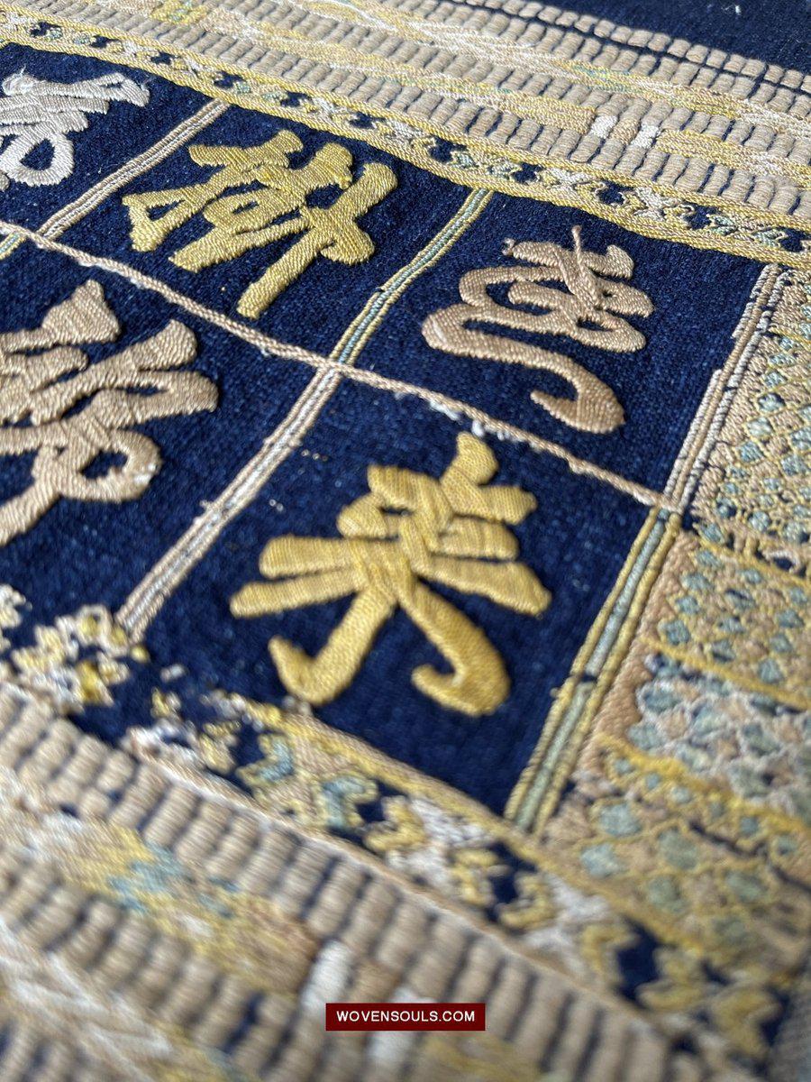 1490 Old Chinese Hainan Meifu Li Ethnic Minority Head wrap turban w Inscription-WOVENSOULS-Antique-Vintage-Textiles-Art-Decor