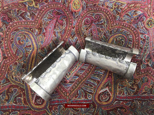 1491 Pair of Old Heavy Silver Bangles / Cuffs-WOVENSOULS-Antique-Vintage-Textiles-Art-Decor
