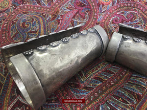 1491 Pair of Old Heavy Silver Bangles / Cuffs-WOVENSOULS-Antique-Vintage-Textiles-Art-Decor