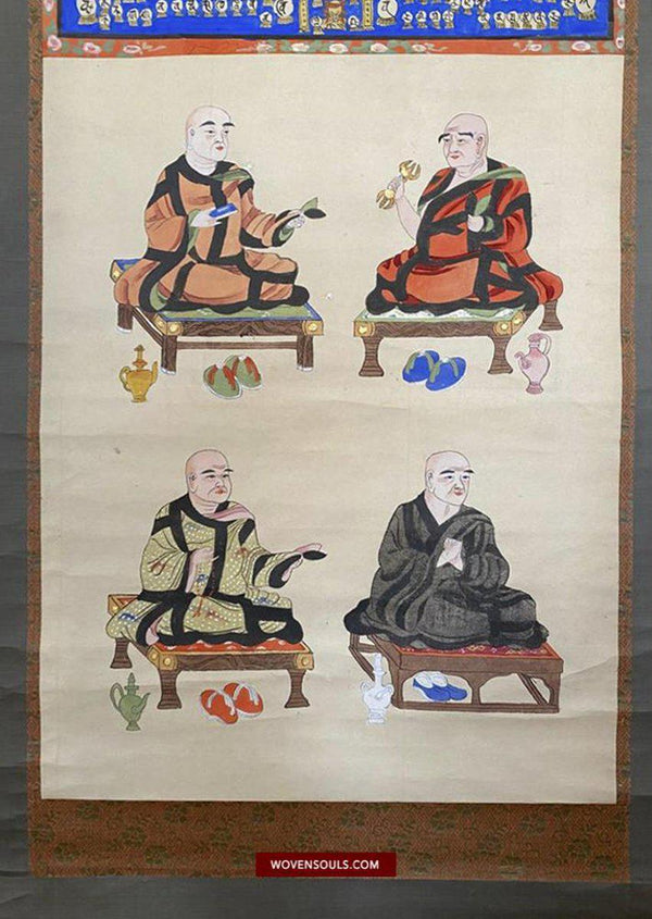 1493 Antique Japanese Buddhist Pure Land Painting Scroll - Pair 