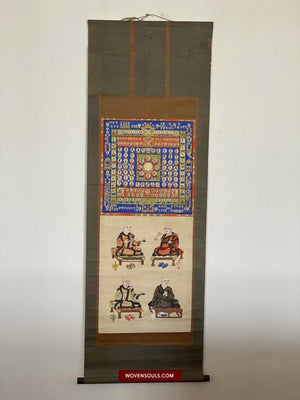 1493 Antique Japanese Buddhist Pure Land Painting Scroll - Pair-WOVENSOULS-Antique-Vintage-Textiles-Art-Decor