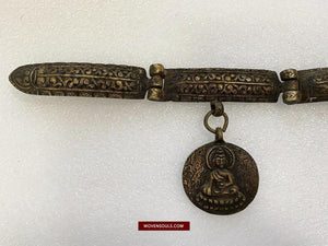 1498 Antique Tibetan Ornamented Belt-WOVENSOULS-Antique-Vintage-Textiles-Art-Decor