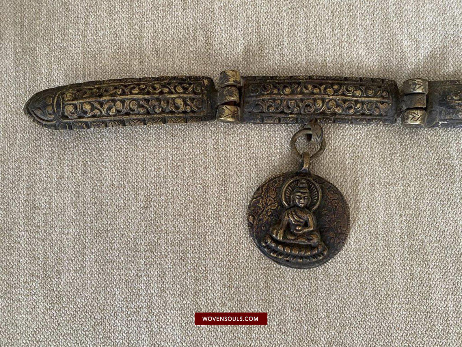 1498 Antique Tibetan Ornamented Belt-WOVENSOULS-Antique-Vintage-Textiles-Art-Decor