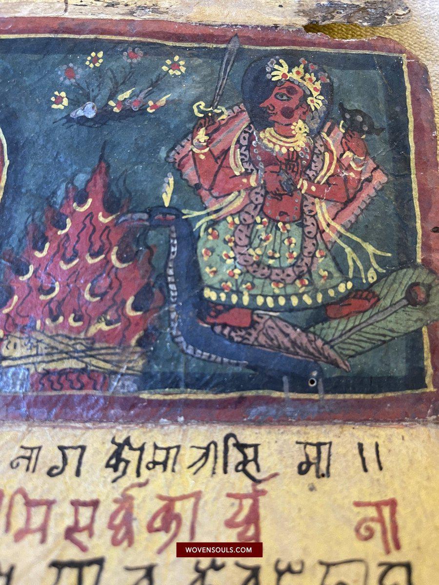 1499 An Important Ancient Nepal Hindu Manuscript Scroll with Paintings devoted to Devi Puja-WOVENSOULS-Antique-Vintage-Textiles-Art-Decor