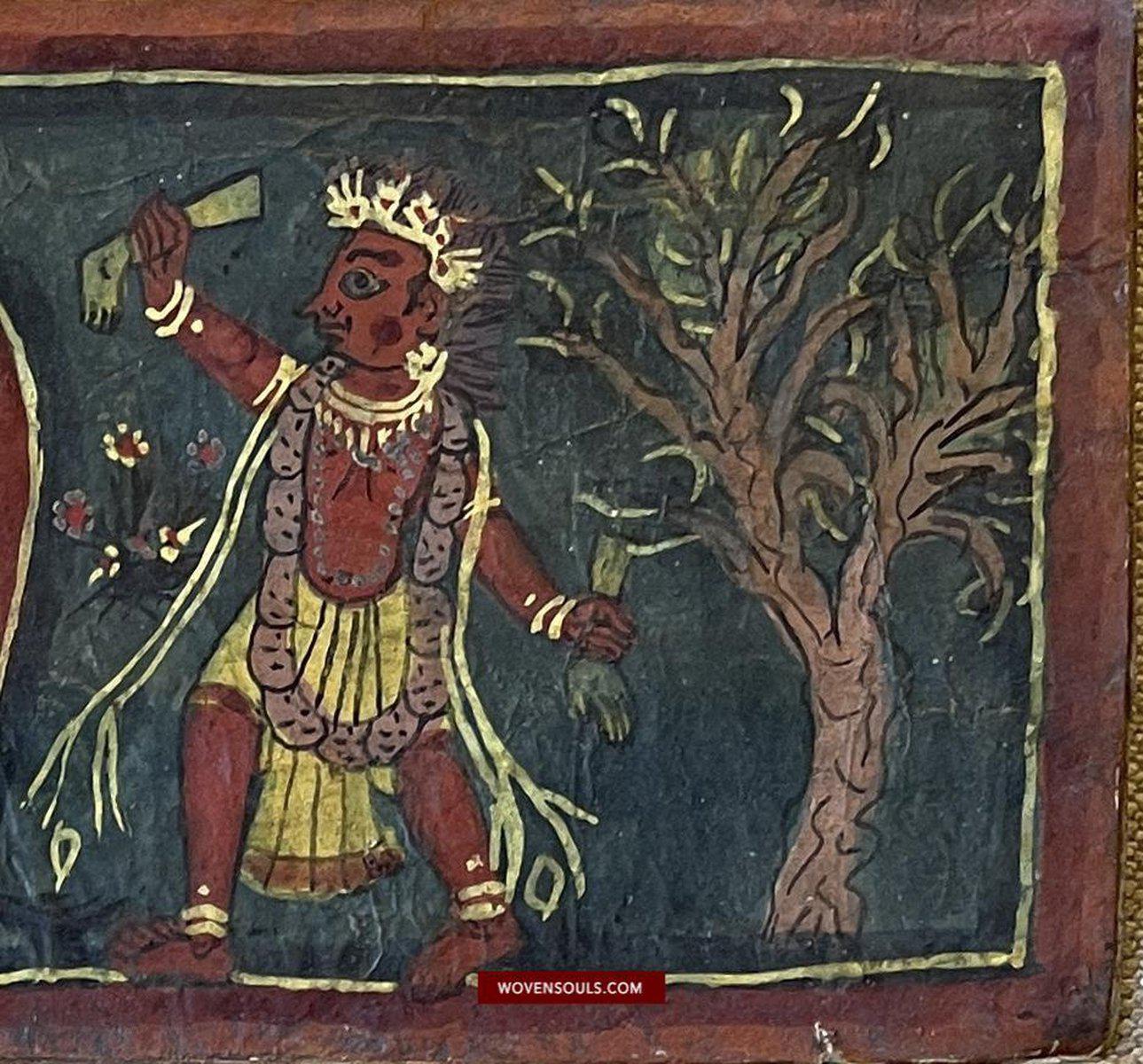 1499 An Important Ancient Nepal Hindu Manuscript Scroll with Paintings devoted to Devi Puja-WOVENSOULS-Antique-Vintage-Textiles-Art-Decor