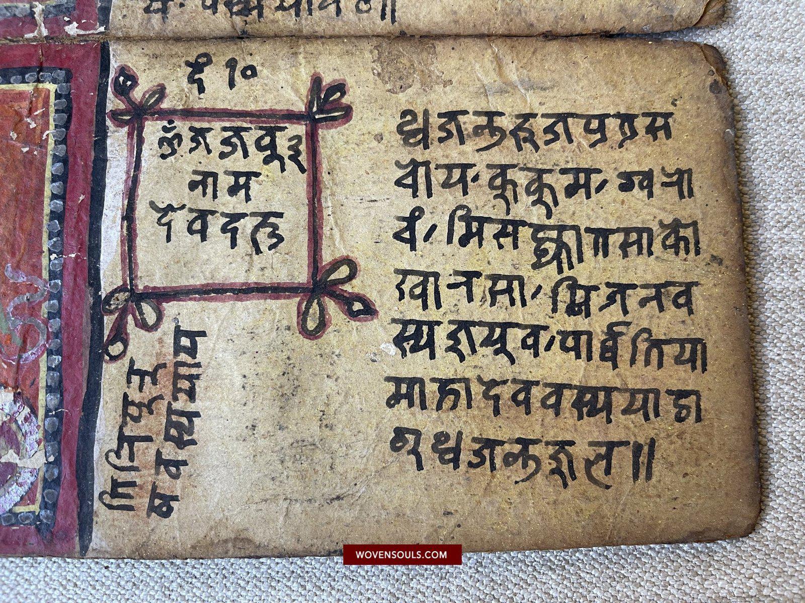 1500 Ancient Nepal Manuscript Scroll with Paintings - Protective Mantras fro Children-WOVENSOULS-Antique-Vintage-Textiles-Art-Decor