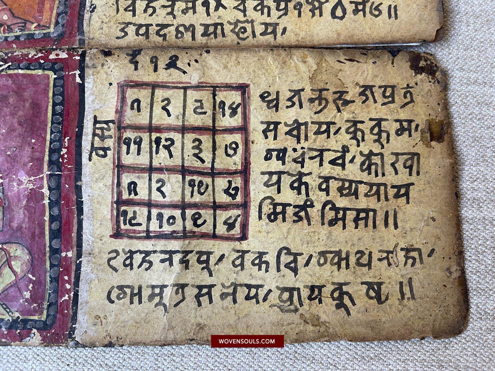 1500 Ancient Nepal Manuscript Scroll with Paintings - Protective Mantras fro Children-WOVENSOULS-Antique-Vintage-Textiles-Art-Decor