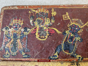 1500 Ancient Nepal Manuscript Scroll with Paintings - Protective Mantras fro Children-WOVENSOULS-Antique-Vintage-Textiles-Art-Decor