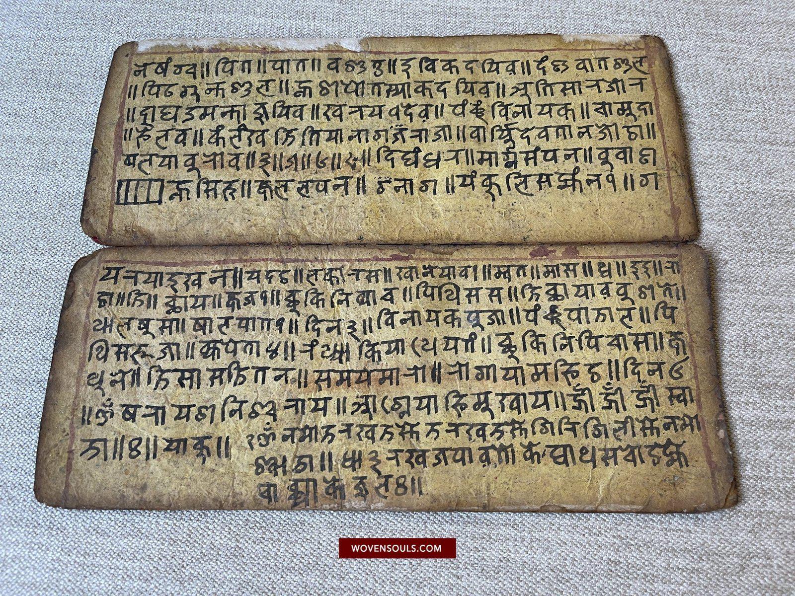 1500 Ancient Nepal Manuscript Scroll with Paintings - Protective Mantras fro Children-WOVENSOULS-Antique-Vintage-Textiles-Art-Decor