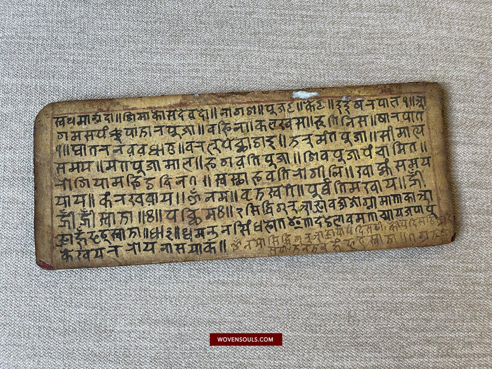 1500 Ancient Nepal Manuscript Scroll with Paintings - Protective Mantras fro Children-WOVENSOULS-Antique-Vintage-Textiles-Art-Decor