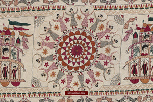 1501 Old Figurative Nakshi Kantha Embroidery-WOVENSOULS-Antique-Vintage-Textiles-Art-Decor