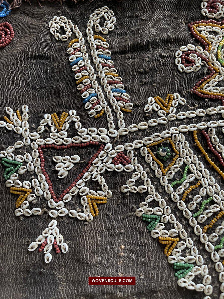 1507 Superb Old Sumba Ceremonial Weaving with Shells & Beads Lau Wuti Kau - Rare Stylised Motif-WOVENSOULS-Antique-Vintage-Textiles-Art-Decor